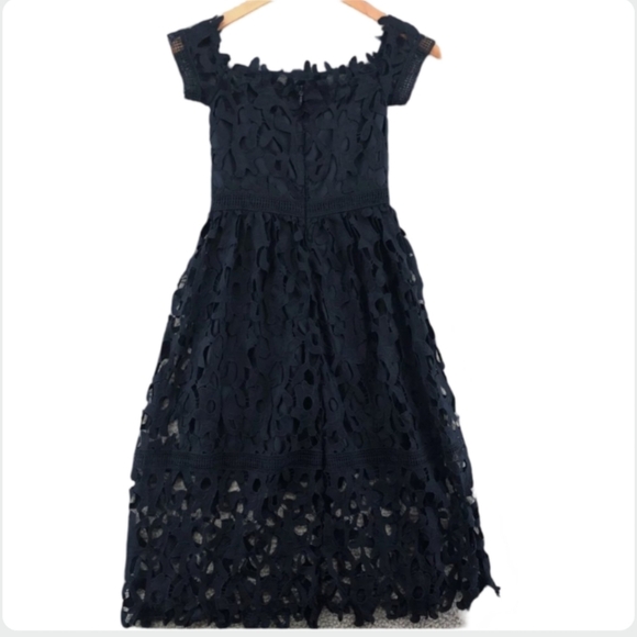 NWT Chi Chi London Roma Navy Lace Midi Dress Off Shoulder Size 8 - Picture 9 of 12
